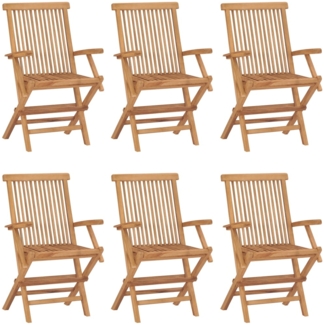 vidaXL Klappbare Gartenstühle 6 Stk. Massivholz Teak 3096594