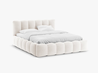 Micadoni Stauraumbett mit Kopfteil Lupine Boucle Baloo Weiß 180x200