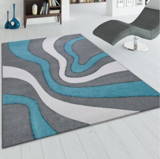 Paco Home Läufer Diamond 760, rechteckig, Höhe: 18 mm, Teppich-Läufer, Kurzflor, 3D-Design, modernes Wellen Muster