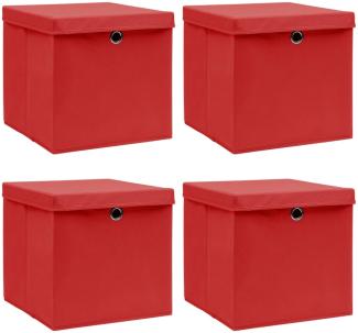 vidaXL Aufbewahrungsboxen mit Deckeln 4 Stk. Rot 32x32x32 cm Stoff 288362