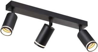 ZMH LED Deckenleuchte 3 flammig - Schwarz Deckenlampe GU10 Schwenkbar Strahler Holz Wandleuchte Wandstrahler für Wohnzimmer Schlafzimmer Ohne Leuchtmittel