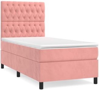 vidaXL Boxspringbett mit Matratze Rosa 100x200 cm Samt 3143192