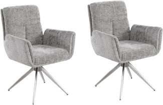 Armlehnstuhl >Sofia Premium< (2er Set) Federkern, drehbar, grau, Edelstahl - 61x93,5x67 (BxHxT)
