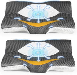 Esun Kopfkissen Kopfkissen, Ergonomisches Memory Foam Kissen, Orthopädisches Kissen, Füllung: Rückstellschaum, Rückenschlafer, Seitenschlafer, Bauchschlafer, Set, Kissen vom OEKO-TEX® und CertiPUR Getestet, Kopfkissen für Seiten Rücken Bauchschläfer (6...