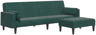 vidaXL Schlafsofa 2-Sitzer mit Fußhocker Dunkelgrün Samt 3258135