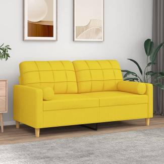 vidaXL 2-Sitzer-Sofa mit Zierkissen Hellgelb 140 cm Stoff 3200787