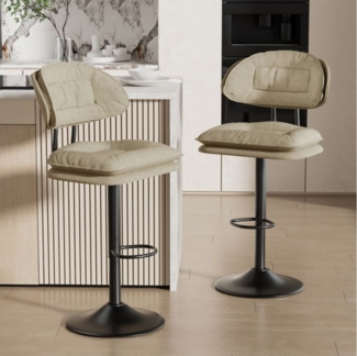 HawthyHome Barhocker 2er Set, Ergonomische Gepolsterte Barstühle mit Rückenlehne (2 St), Höhenverstellbare Doppellagige Barhocker