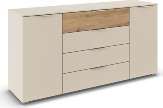 rauch Kombikommode Sideboard Türkommode Schubladenkommode Kommode ASTANA (Breite 160 cm / Höhe 81 cm, mit 4 Einlegeböden), 2-türig, 4 geräumige Schubladen, Kantengriff Alufarben MADE IN GERMANY