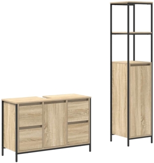 vidaXL Badezimmermöbel-Set mit Regal 2 pcs Sonoma Eiche und Schwarz 3328375