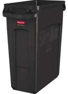 Rubbermaid 1955959 Vented Slim Jim-Abfalltonne, Kunststoff, 60 L, Schwarz