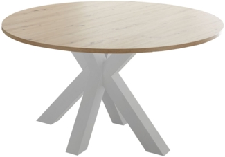 Auszugstisch Biblis-System / The Big System , Weiß, Holzfarben , 130 x 77 x 130 cm