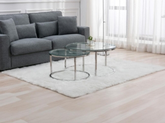 Vente-unique - Couchtisch 2er-Set aus gehärtetem Glas & Edelstahl - Silberfarben - MAEVANE II von Pascal MORABITO