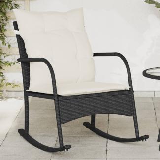 vidaXL Garten-Schaukelstuhl mit Kissen Schwarz Poly Rattan 369018