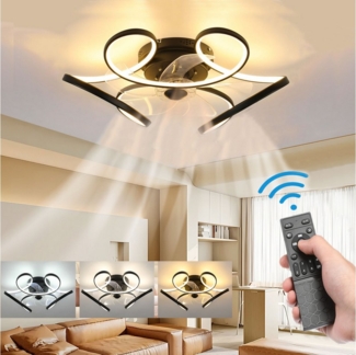oyajia Deckenleuchte 47W Deckenventilator mit Beleuchtung LED Deckenlampe Mit Fernbedienung, LED fest integriert, Warmweiß, Naturweiß, Kaltweiß, 6 Geschwindigkeiten Ventilator,Deckenlampe mit Leise Deckenventilator