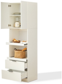ZREE Küchenbuffet hohe Küchenschränke,Lagerschränke,Türen,Schubladen,Mikrowellenregale (200cm hohe Küchenschränke, Multifunktionsschränke für Esszimmer, Wohnzimmer weiß) Schränke mit Kippschutz,Sideboards freistehende Multifunktionsschränke