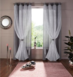 Home affaire Gardine Blair (1 St), Ösen, halbtransparent, doppellagig, transparente Stofflage mit Stickerei und in Seiden Optik