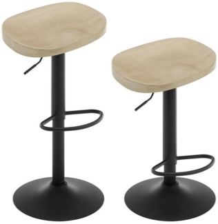 Woltu Barhocker (2 St), drehbar, mit Sattelsitz Fußstütze, aus Massivholz Metall