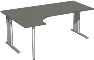 PC-Schreibtisch links, 180x120cm, Graphit / Silber