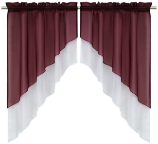 Delien Scheibengardine Beyza (2 St), Stangendurchzug, transparent, Zweifarbig