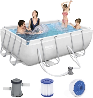BESTWAY 56629 Frame Pool Set eckig mit Filterpumpe Dosierer 282x196x84cm
