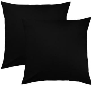 BettwarenShop Single Jersey Kissenbezug Ulm 2er Pack|40x40 cm| schwarz