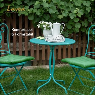 Lavea Stuhlkissen MONACO - weich gepolsterten Sitzkissen Set (4er & 8er), 40 x 40 x 3 cm, mit Stoffbändern, Indoor & Outdoor, für Garten & Balkon