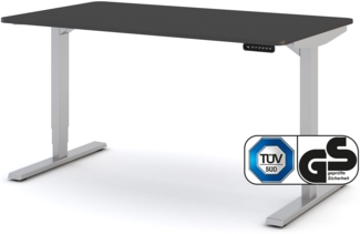 ASSMANN Elektrisch höhenverstellbarer Schreibtisch Y-Line Curved Anthrazit Weißaluminium 140x80 cm Metall Holz