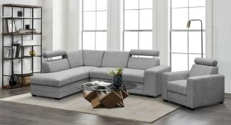 Beautysofa Polstergarnitur Roma Die Lieferung beinhaltet die Lieferung in die Wohnung, (modernes Set Eckgarnitur mit Sessel, Schlaffunktion, Bettkasten, verstellbare Kopfstützen), gepolstertes Ecksofa mit Sessel aus Bonnell-Federn für Wohnzimmer