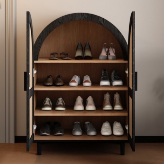 MODFU Schuhschrank Dämpfungsscharnier, Metallbeine (Schuhregal, Sideboard, 1-St, drei Regalen) durchbrochenen Rattantüren