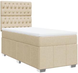 vidaXL Boxspringbett mit Matratze Creme 90x200 cm Stoff 3291563
