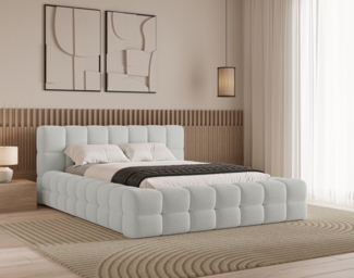 Chilly Möbel Polsterbett Verona Weiß Bouclé Stoff 160x200 cm mit Stauraum Quelle 01