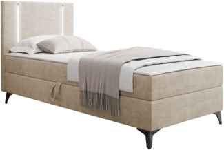 Boxspringbett Ono 1 mit LED-Beleuchtung und Bettkasten (Farbe: Manila 02, Seite: Links, Größe: 80 x 200 cm)