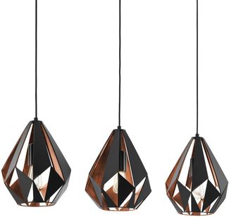 Eglo 49991 Hängeleuchte Vintage CARLTON 1 Stahl schwarz, kupfer E27 3X40W L:80,5cm H:110cm B:20,5cm dimmbar