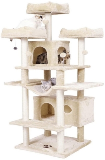 MSMASK Kratzbaum groß XXL,175cm Katzenbaum mit 3 großer Aussichtsplattform, Katzenkratzbaum für große Katzen, Sisal-Kratzstangen