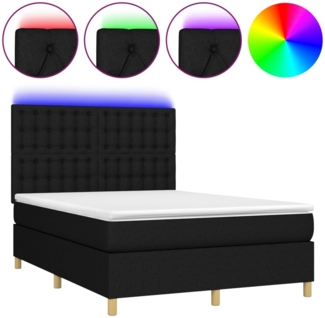 vidaXL Boxspringbett mit Matratze & LED Schwarz 140x200 cm Stoff 3135759