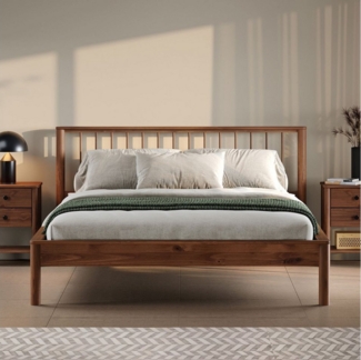 IDIMEX Massivholzbett APOANA, Holzbett aus massivem Kiefernholz im skandi Design kastanie