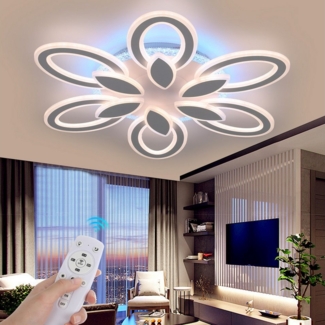 WILGOON Deckenleuchte 80W Modern LED Deckenlampe Blumenförmiges, Dimmbar, mit Fernbedienung, LED fest integriert, Kaltweiß, Naturweiß, Warmweiß, Dimmbar LED Deckenleuchte,für Wohnzimmer, Schlafzimmer, Flur, Küche