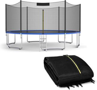 COSTWAY Ø 427cm Trampolin Sicherheitsnetz für Gartentrampoline, Ersatznetz mit Reißverschluss und Schnallen, 8 Stangen, Netzhöhe 180 cm
