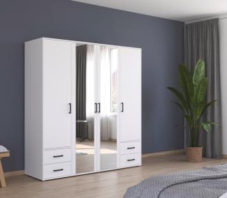 rauch Drehtürenschrank Voyager (in 3 verschiedenen Ausstattungen BASIC/CLASSIC/PREMIUM) mit modernen Griffen in Graumetallic, inkl. Schubkästen und Spiegel