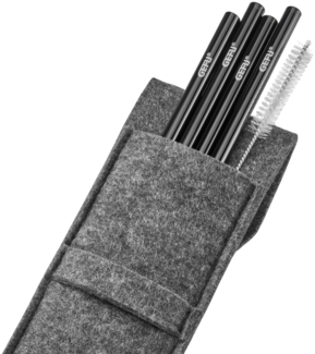 GEFU FUTURE Glastrinkhalm 4 Stück in Filztasche
