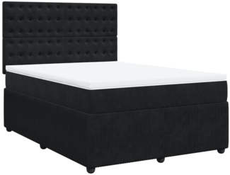 vidaXL Boxspringbett mit Matratze Schwarz 140x190 cm Samt 3292348