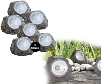 Solarleuchte Garten Stein Optik 6er Set Dekolampe Solarlampe Außen Leuchte Solar
