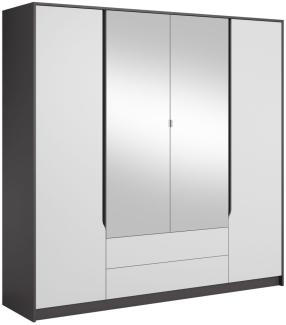 Kleiderschrank Sendai Drehtürenschrank 200x57x202cm graphit weiß 4-türig