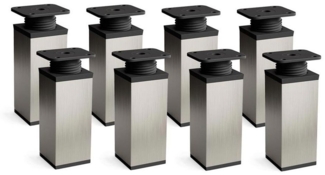 sossai® Möbelfuß Design-Möbelfüße, 4er & 8er Set, höhenverstellbar MFV1, Farbe: Inox, (8-St), Farbe: Inox