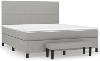 vidaXL Boxspringbett mit Matratze Hellgrau 160x200 cm Stoff 3136445