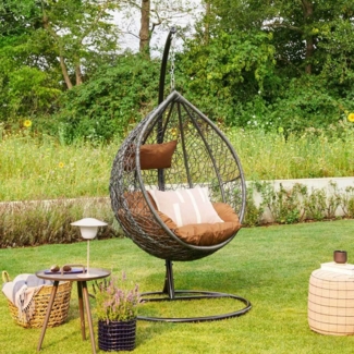 Korb Hängesessel Solea mit Gestell + Kissen Hängestuhl Lounge Hängekorb Sessel