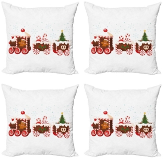 Abakuhaus Kissenbezüge Modern Accent Doppelseitiger Digitaldruck, (4 Stück), Weihnachten Lebkuchen-Zug