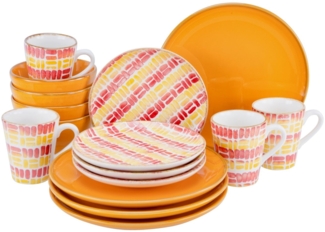 CreaTable 22893 Kombiservice Marbella für 4 Personen, Steingut, orange (1 Set, 16-teilig)