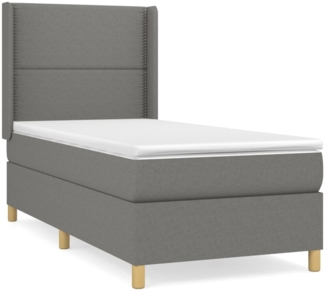 vidaXL Boxspringbett mit Matratze Dunkelgrau 90x190 cm Stoff, Härtegrad: H2 [3131874]
