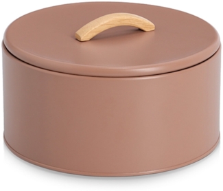 ZELLER 19397 Vorratsdose 2400 ml Metall, mocca mit Griff aus Gummibaumholz